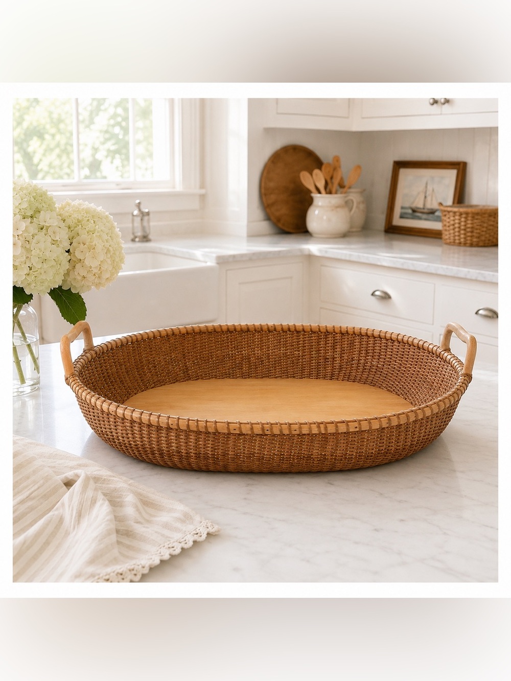 Nantucket lighthouse Basket Large Oval Tray 20”x15x3”